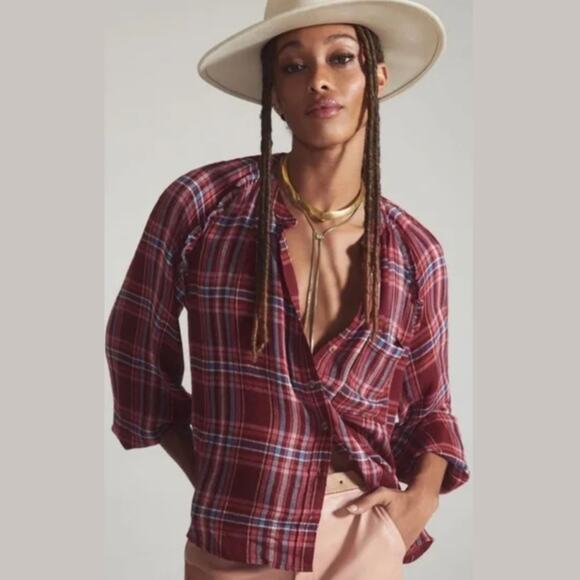 Pilcro Red Plaid Button-Down by Anthropologie - New Size XL - Picture 1 of 4